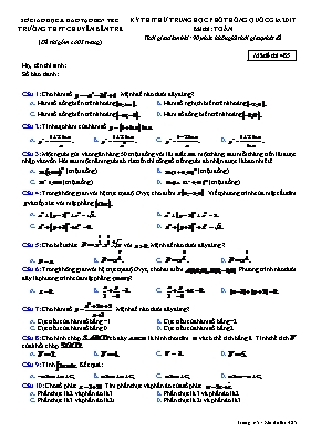 Đề thi thử trung học phổ thông quốc gia bài thi Toan - Mã đề thi 253